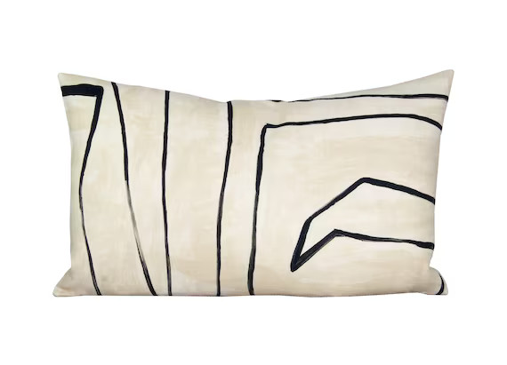 Pillow cover, Graffito Linen/Onyx, lumbar pillow, abstract stripe, Spark Modern pillow | Etsy (US)