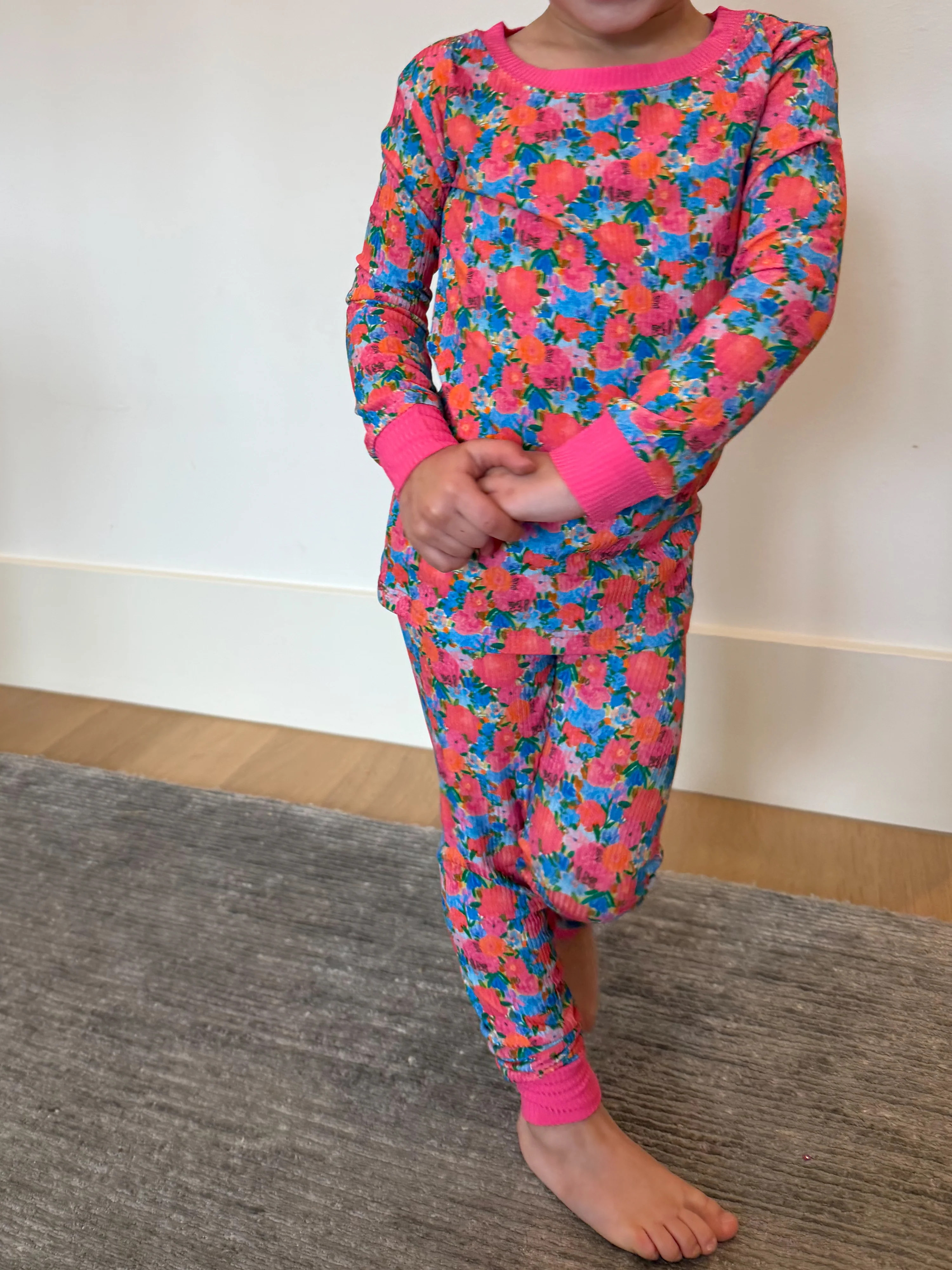 Kids Bold Blooms Two-Piece Ribbed Set | Tiny Talulah | Shop Talulah