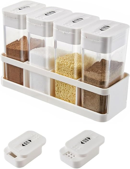 4Pcs Spice Jars Set, Plastic Seasoning Boxes with Lid, Transparent Barbecue Storage Containers Sp... | Amazon (US)