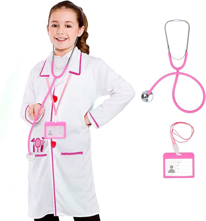 Kids Doctor Costume, Kids Doctor Lab Coat Halloween Dress Up Costume for Toddler Girls Kids | Amazon (US)