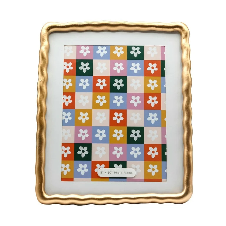 8X10 Wavy Resin Tabletop Picture Frame: Antique Gold with Removable Mat | Walmart (US)