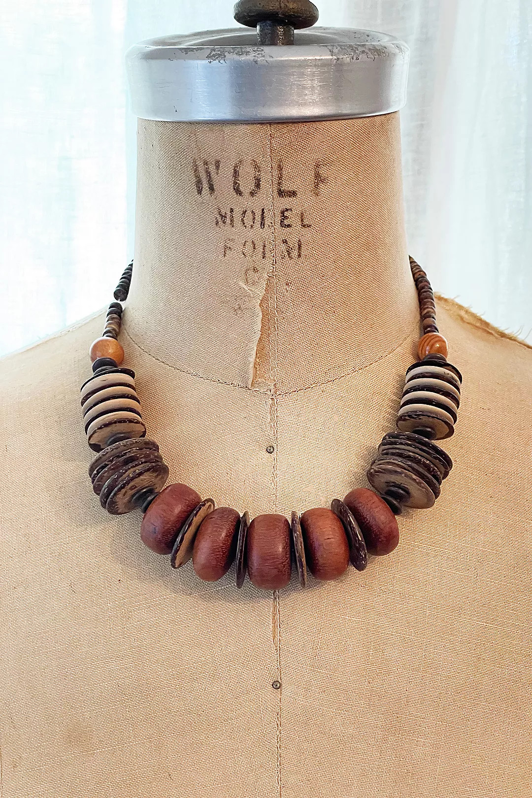Vintage 1980's Wood Bead Statement Necklace Choker Selected by FernMercantile | Free People (Global - UK&FR Excluded)