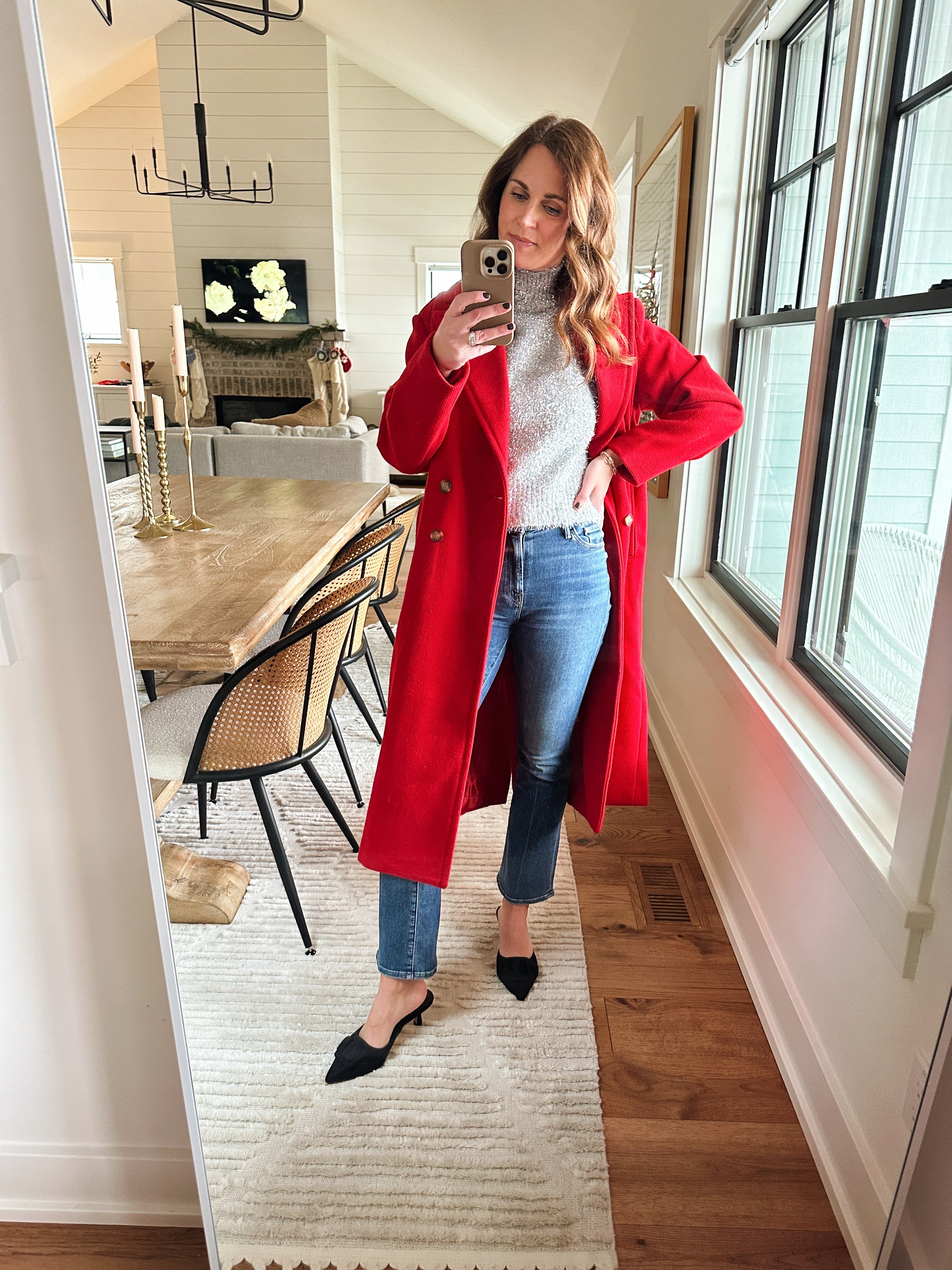 Sweater size small
Coat size XS (linked exact & similar)
Jeans I’m in my smaller size 25
Shoes true to size 

#LTKHoliday #LTKOver40 #LTKSeasonal