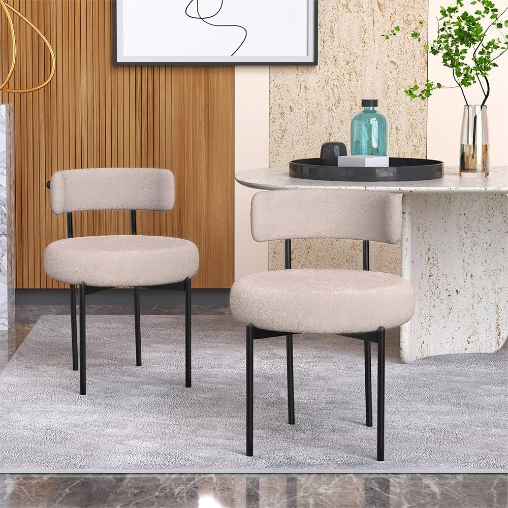 Camel Boucle Dining Chairs Set of 2, Mid Century Modern Dining Chairs Dining Room Chairs Kitchen ... | Amazon (US)