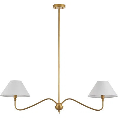 Modern Linear Chandelier With Fabric Shades, 2-Light Adjustable Pendant Light Fixture For Kitchen Island, Dining Room, Dimmable Rustic Farmhouse Light | Wayfair North America