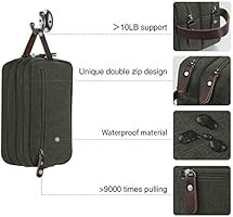 Men's Travel Toiletry Organizer Bag Canvas Shaving Dopp Kit Bathroom Bag (Army Green Water-resist... | Amazon (US)