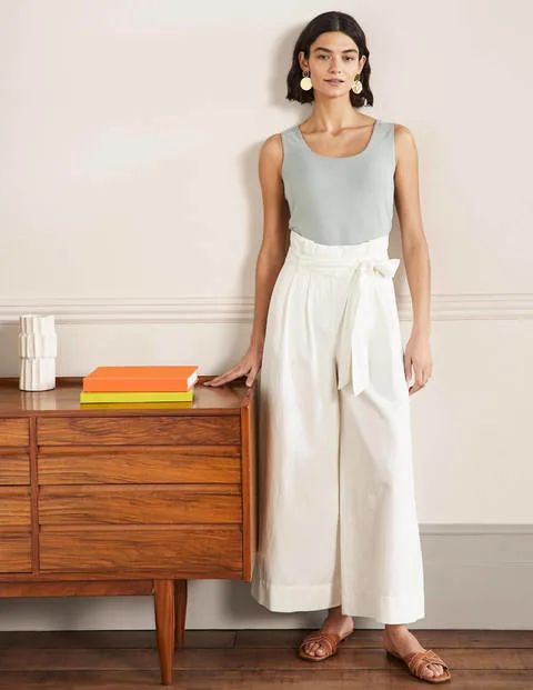 Linen Blend Wide Leg Culottes - White | Boden UK | Boden (UK & IE)