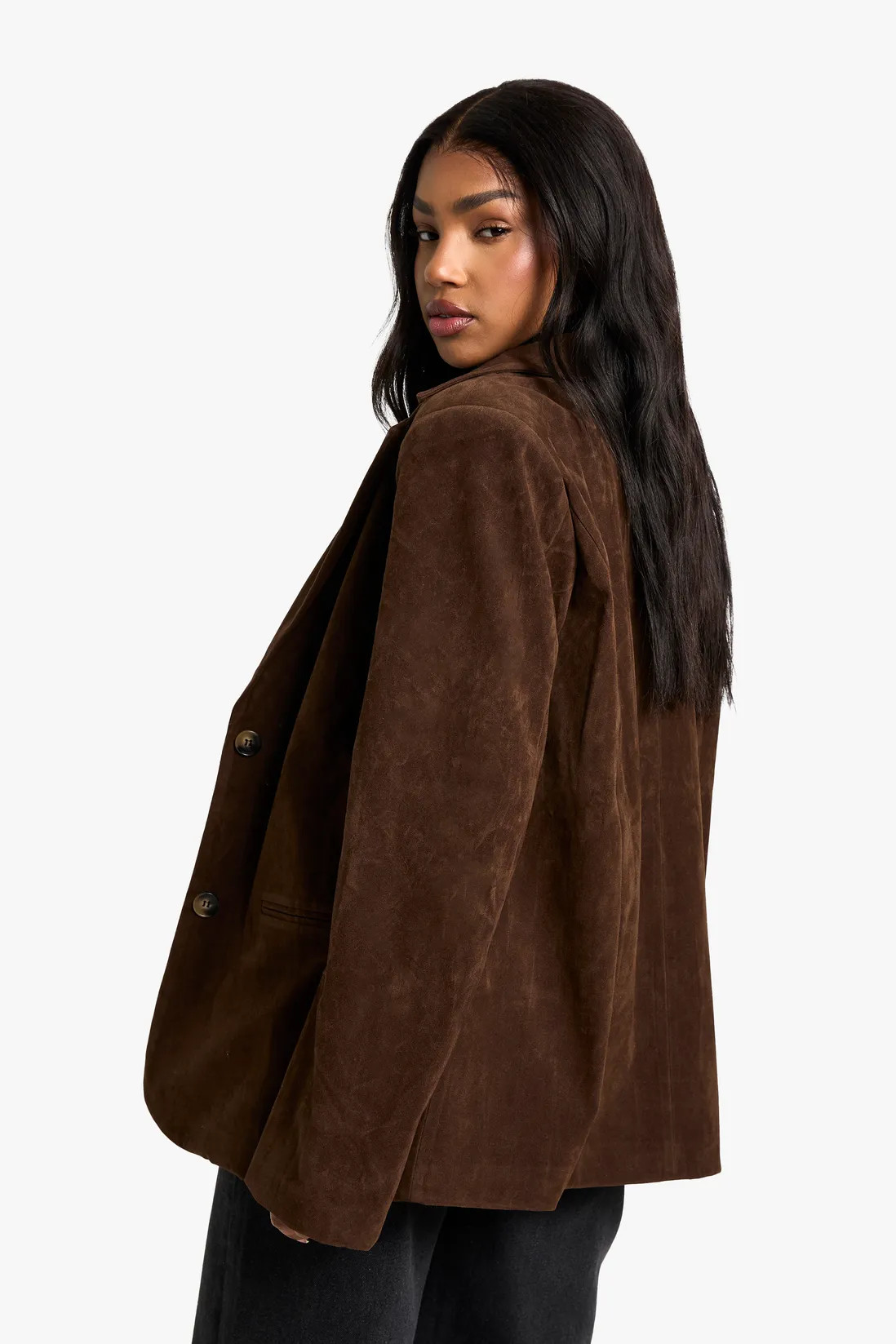 Vintage Look Faux Suede Relaxed Fit Blazer | Boohoo.com (UK & IE)