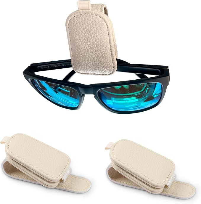 LTOHOE 2 Pack Sunglass Holder for Car, Magnetic Leather Sunglasses Holder and Ticket Card Clip, U... | Amazon (US)