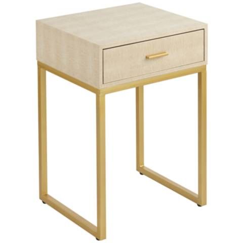 Les Revoires 16" Wide Cream and Gold 1-Drawer Accent Table | Lamps Plus