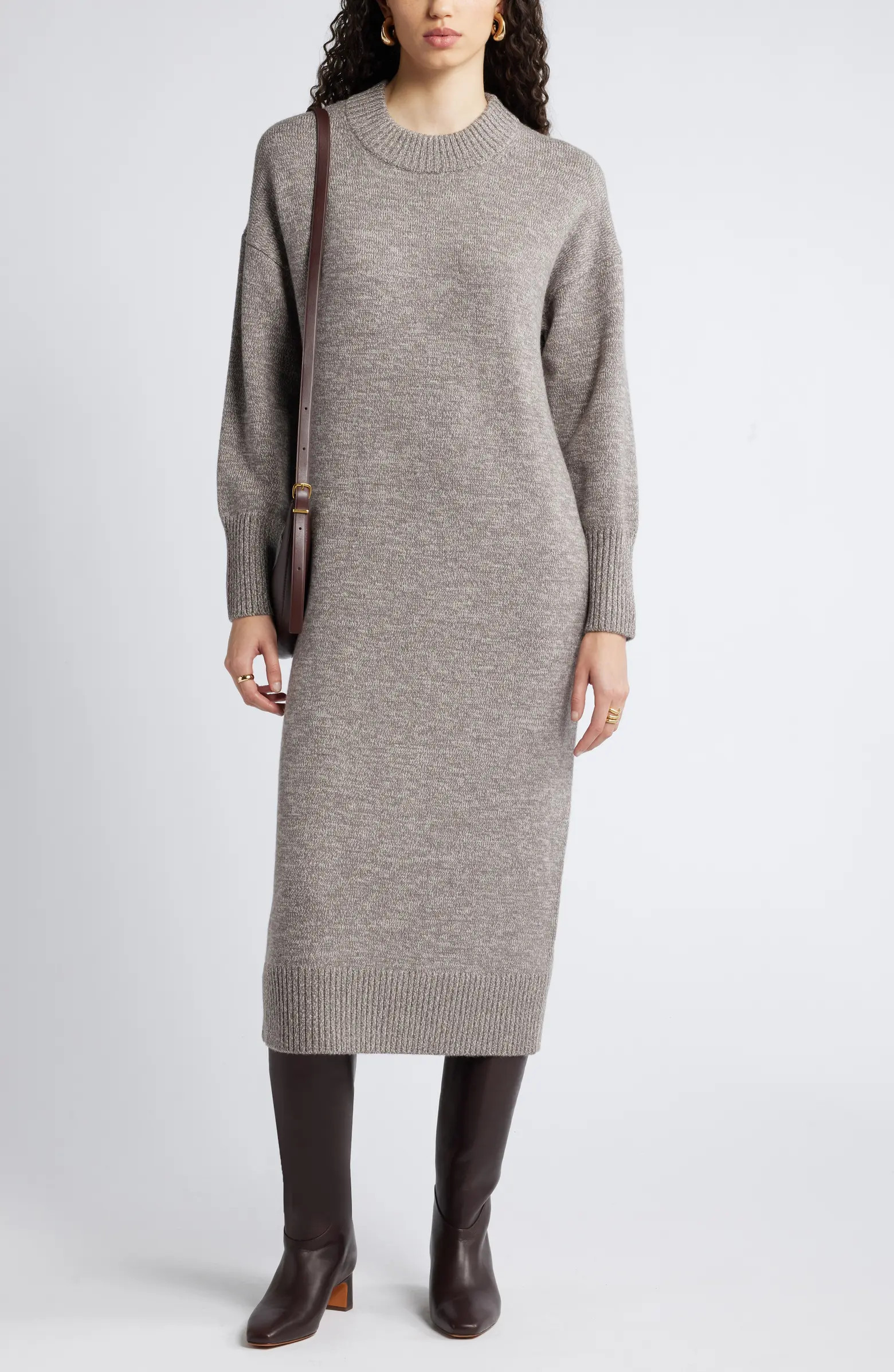 Nordstrom Long Sleeve Marled Merino Wool Sweater Dress | Nordstrom | Nordstrom