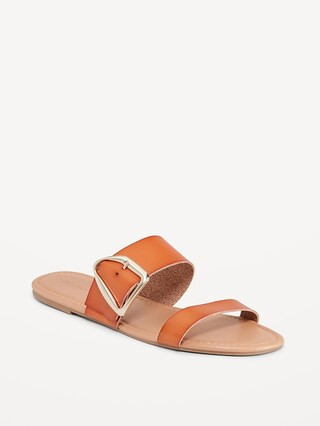 Faux-Leather Double-Strap Metal-Hardware Sandals for Women | Old Navy (US)