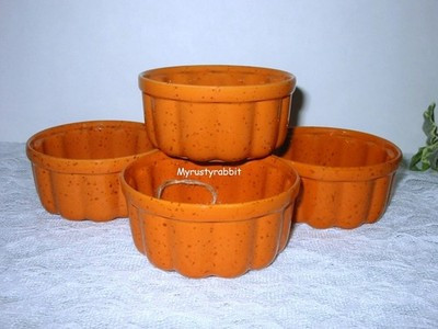 10 Strawberry Street Orange Pumpkin Ramekins - Ceramic Bakeware - Set of 4 NEW | eBay US