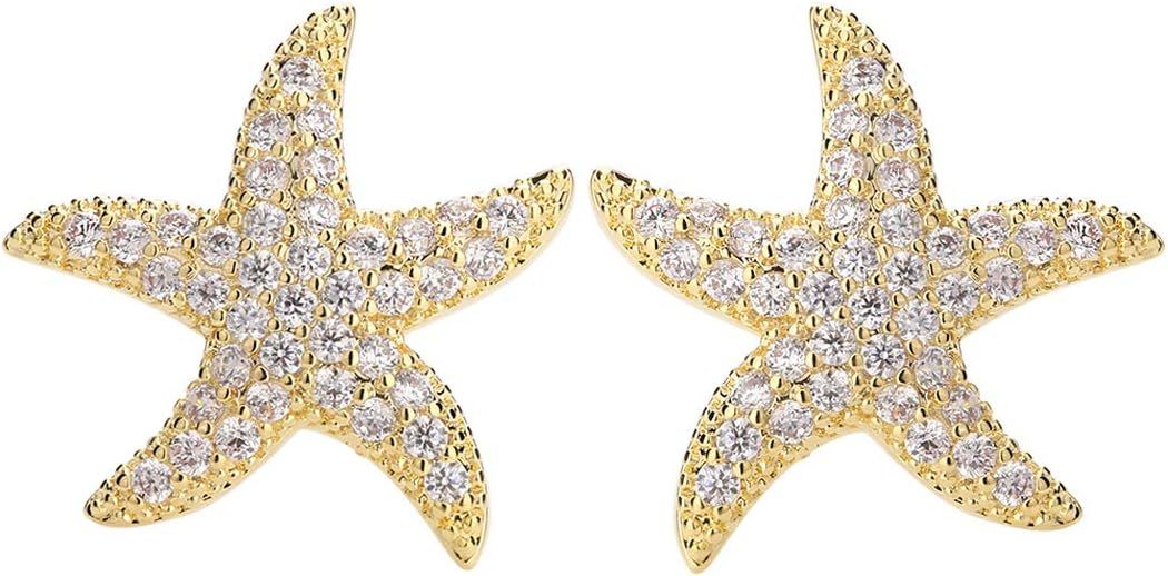 Starfish Stud Earrings for Women - CZ Pave Starfish Stud Earrings for Girls - Charm Starfish Earr... | Amazon (US)
