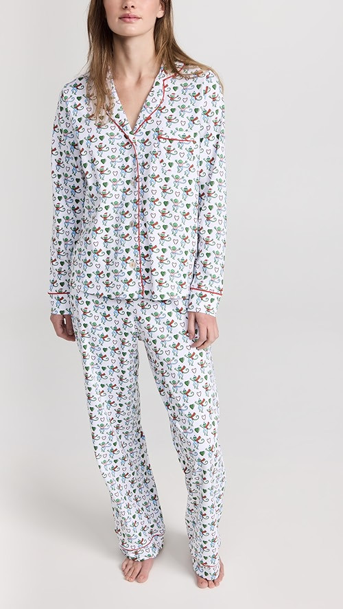 Roller Rabbit Merry Monkey Long Sleeve Polo Pajama Set | SHOPBOP | Shopbop