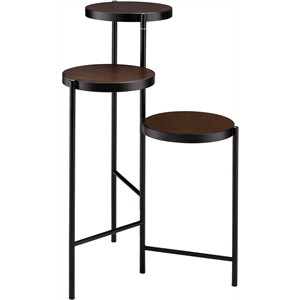 Bowery Hill Modern Plant Stand in Walnut and Black | Homesquare