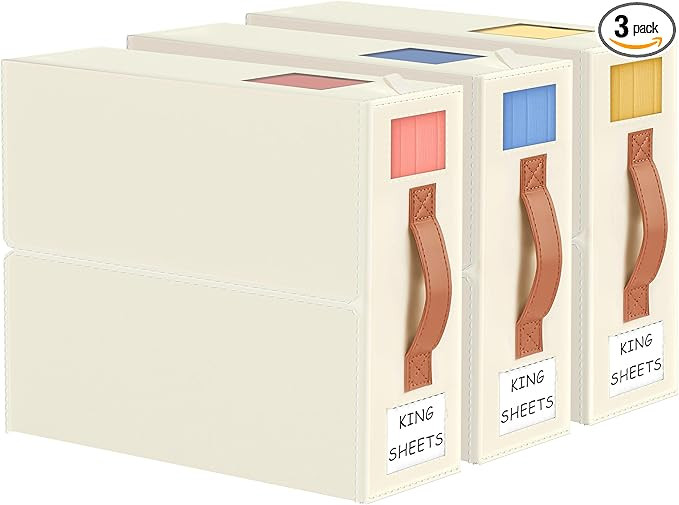 Bed Sheet Organizers and Storage - 3 Pack (Queen or King Size),Foldable Storage Box for Duvet Cov... | Amazon (US)