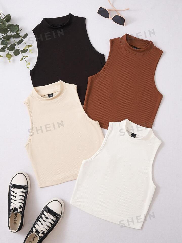 4pcs Solid Tank Top | SHEIN