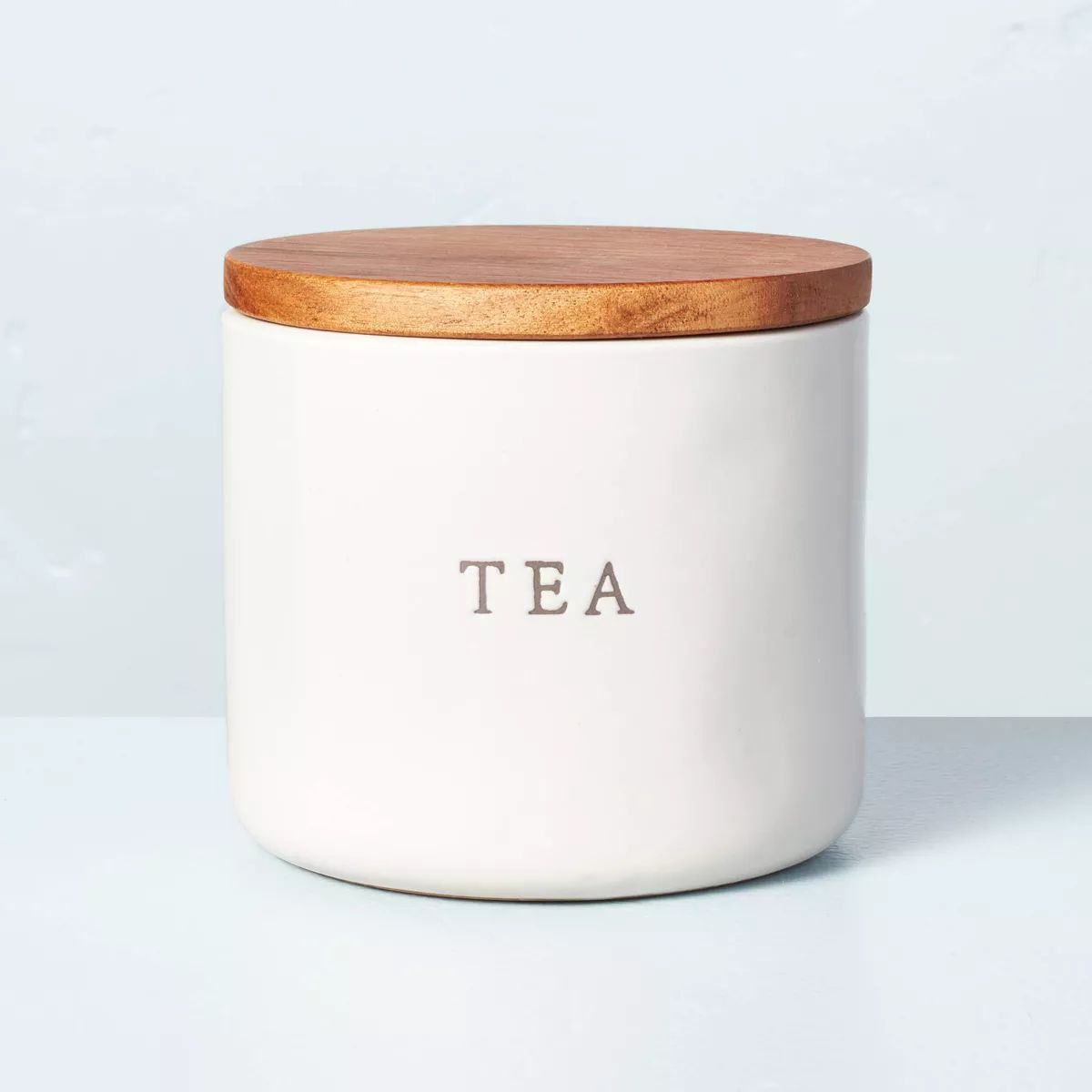 16oz Stoneware Tea Canister with Wood Lid Cream/Brown - Hearth & Hand™ with Magnolia | Target