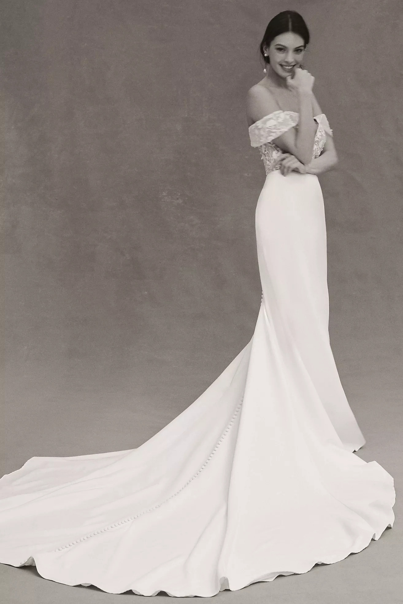 Jenny by Jenny Yoo Angelica Off-Shoulder Lace Bodice Fit & Flare Wedding Gown | Anthropologie (US)