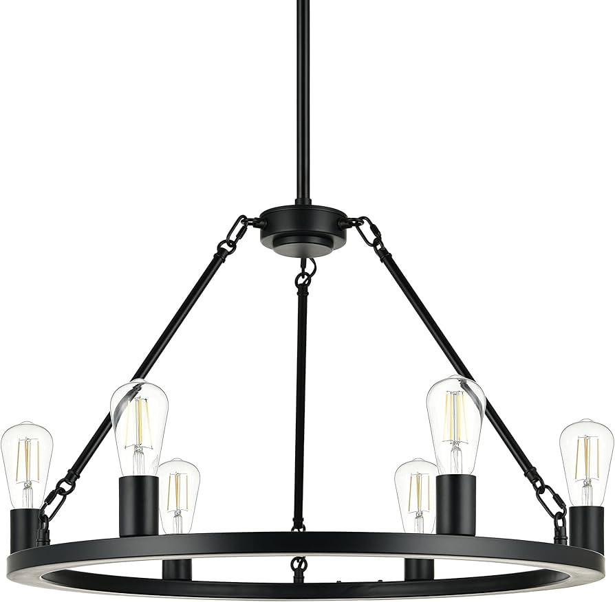 Linea di Liara Sonoro Black Chandelier Dining Room Light Fixture Small Wagon Wheel Chandelier Rus... | Amazon (US)