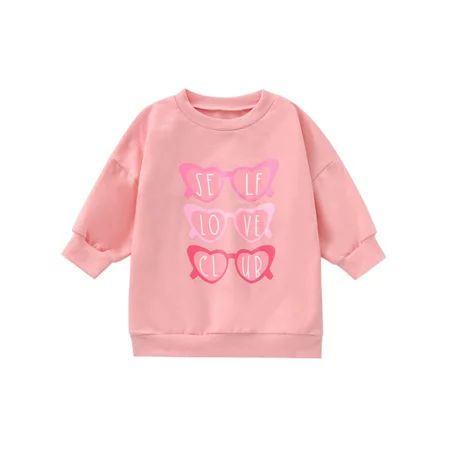 Valentine’s Day Toddler Baby Girl Sweatshirt Dress Long Sleeve Round Neck Sunglasses Print Pullover  | Walmart (US)