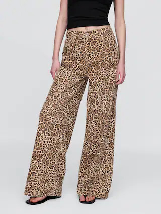 Mid Rise UltraSoft Leopard Baggy Jeans | Gap (CA)