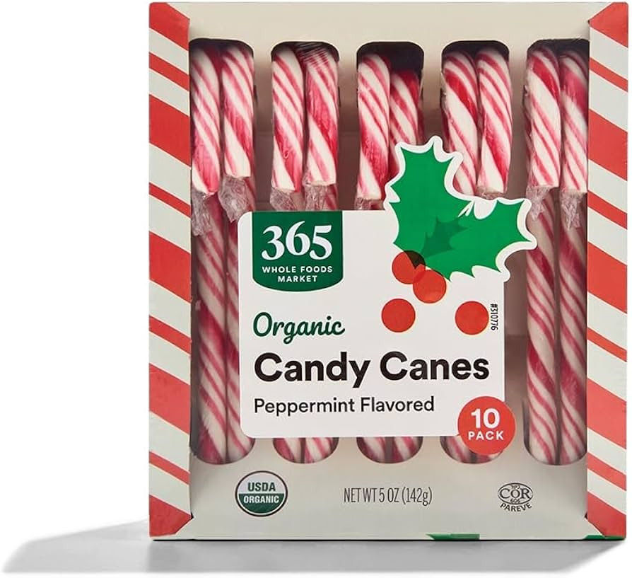 365 by Whole Foods Market, Organic Candy Canes, Peppermint Flavored, 5 Ounce | Amazon (US)