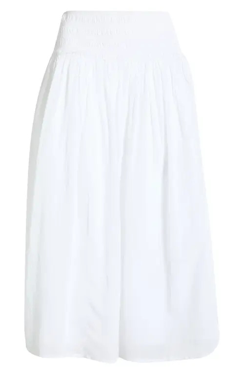 Open Edit Smock Waist Midi Skirt in White at Nordstrom, Size Small | Nordstrom