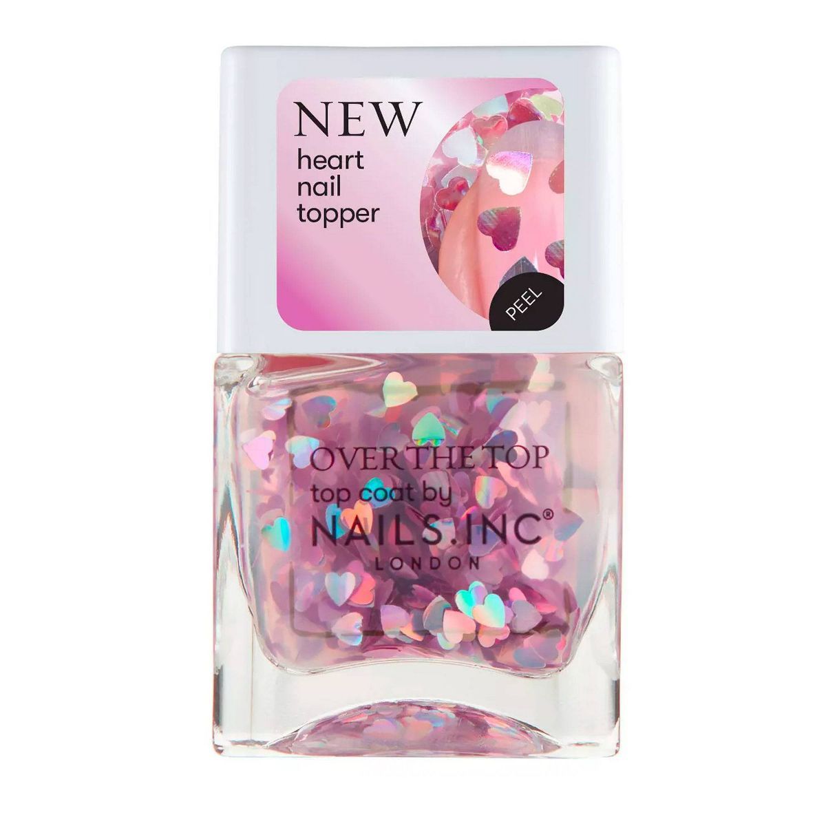 Nails Inc. Romancing in Regents Park Pink Holographic Heart Topper - 0.47 fl oz | Target