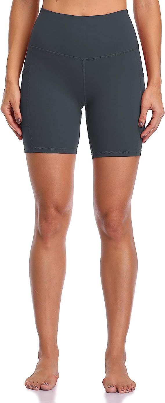Colorfulkoala Women's High Waisted Yoga Shorts with Pockets 6" Inseam Workout Biker Shorts | Amazon (US)