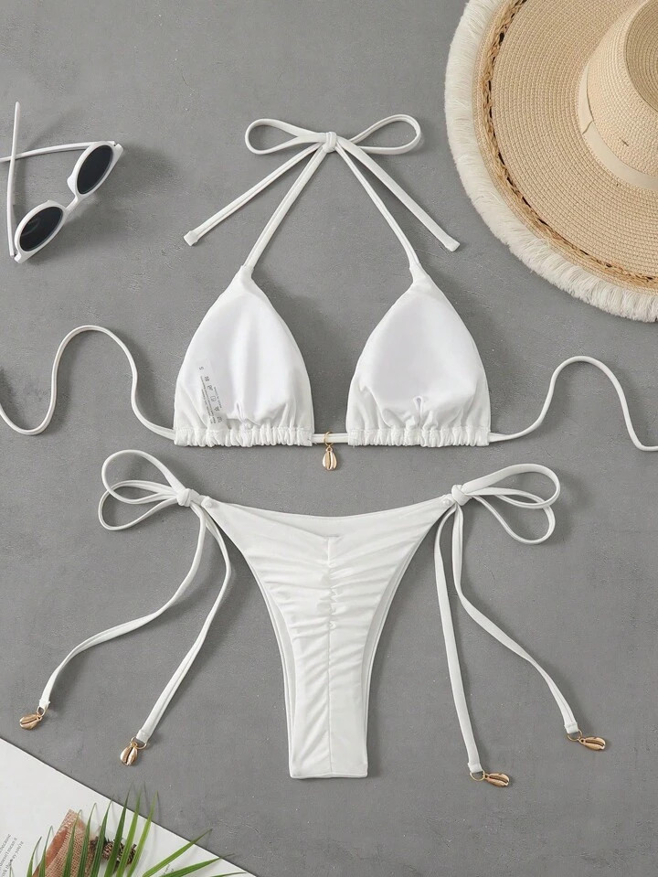 SHEIN Swim Damen Bikini-Top und -Unterteil mit Nackenband-Detail, für den Sommer | SHEIN