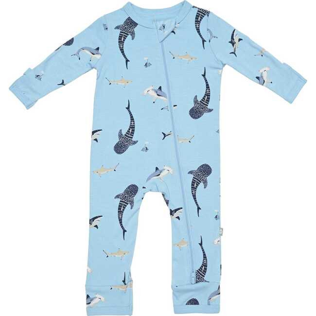 Kyte Baby | Zippered Romper, Stream Shark (Multicolor, Size 3Y) | Silky, Lighweight Bamboo | Maisonette | Maisonette