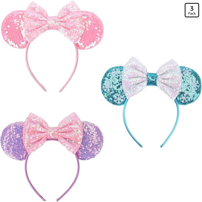 Mouse Ears Headbands with Bow Minnie Ears Cosplay Costume Hair Accessories for Women Birthday Par... | Amazon (US)