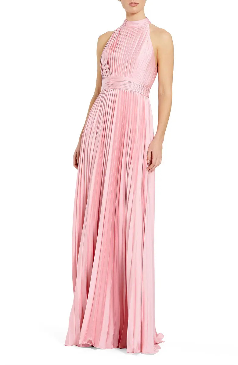 Pleated Sleeveless Halter Gown | Nordstrom
