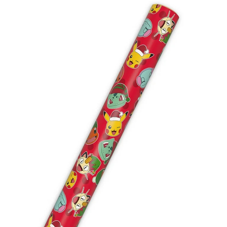 Pokémon Jumbo Holiday Wrapping Paper Roll (Pikachu and Friends on Red) 60 Sq. ft. | Walmart (US)