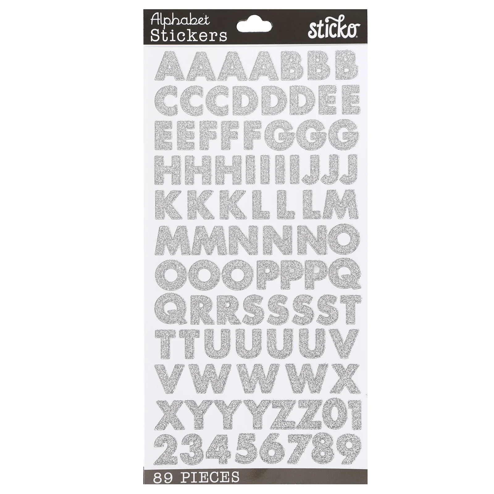 V.I.P. Sticko Silver Glitter Alphabet Foam Stickers, 89 Piece | Walmart (US)