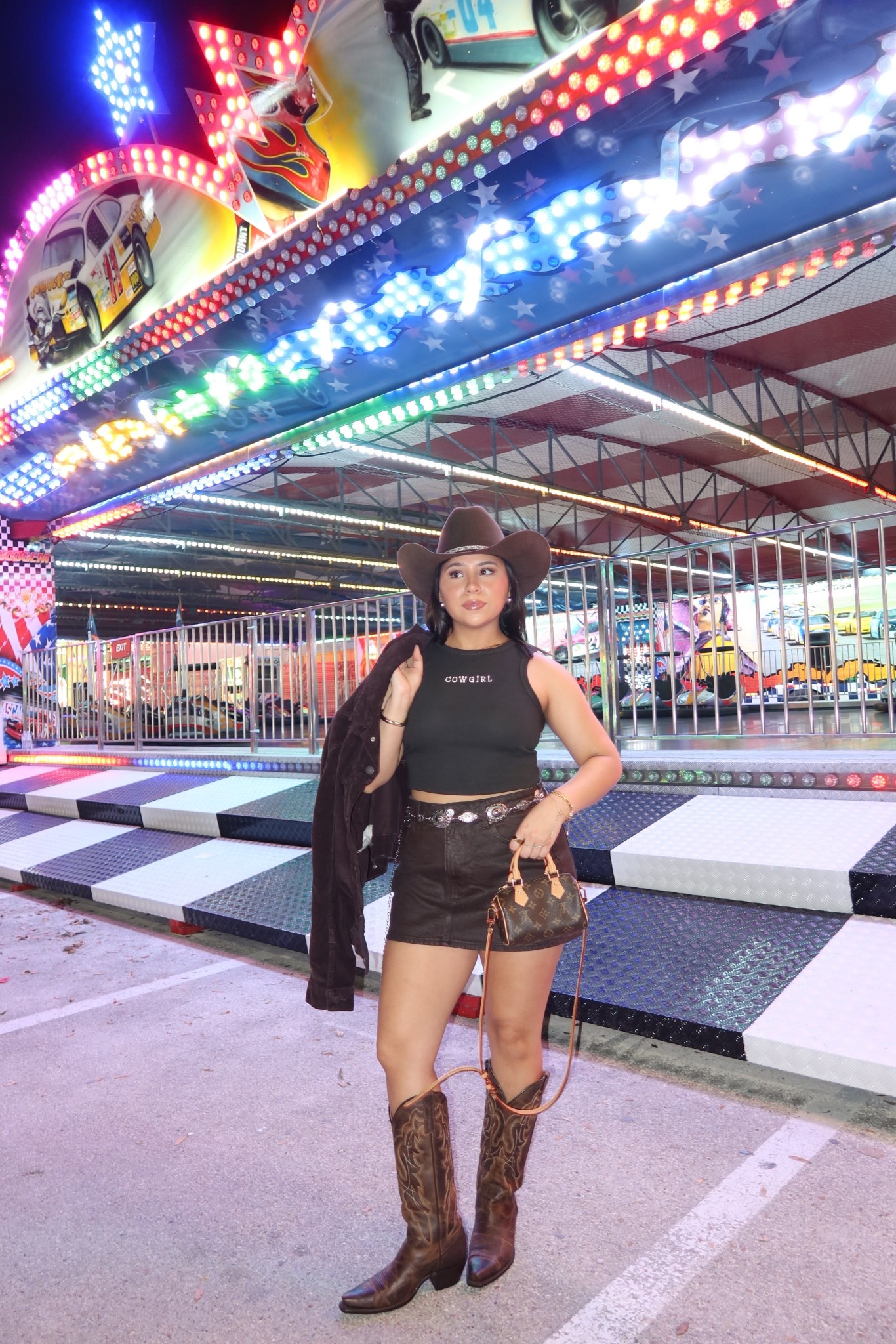 Skirt: 26 
Tank: small
Jacket: medium 
Boots: 6.5 
Tejana hat 
Nano speedy bag

#LTKootd #LTKgrwm #LTKSpringSale