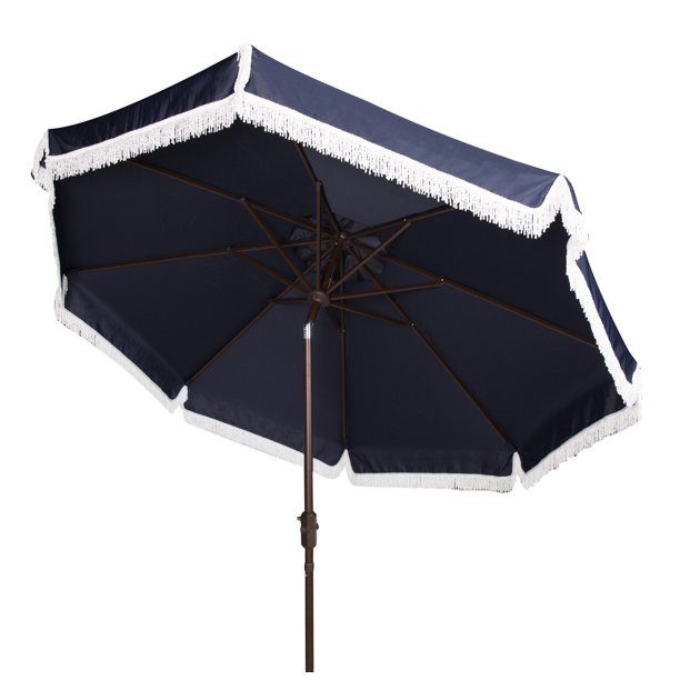 Safavieh 99" Navy and White Solid Print Octagon Market Patio Umbrella - Walmart.com | Walmart (US)