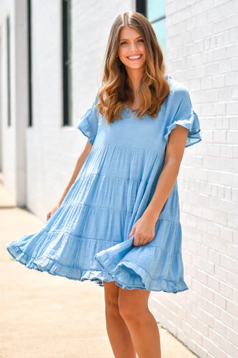 Life Is Sweet Babydoll Dress - Cream Blue | The Impeccable Pig