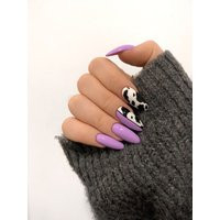 Purple Nails | Cow Print Design Press On Fake Glue | Etsy (US)