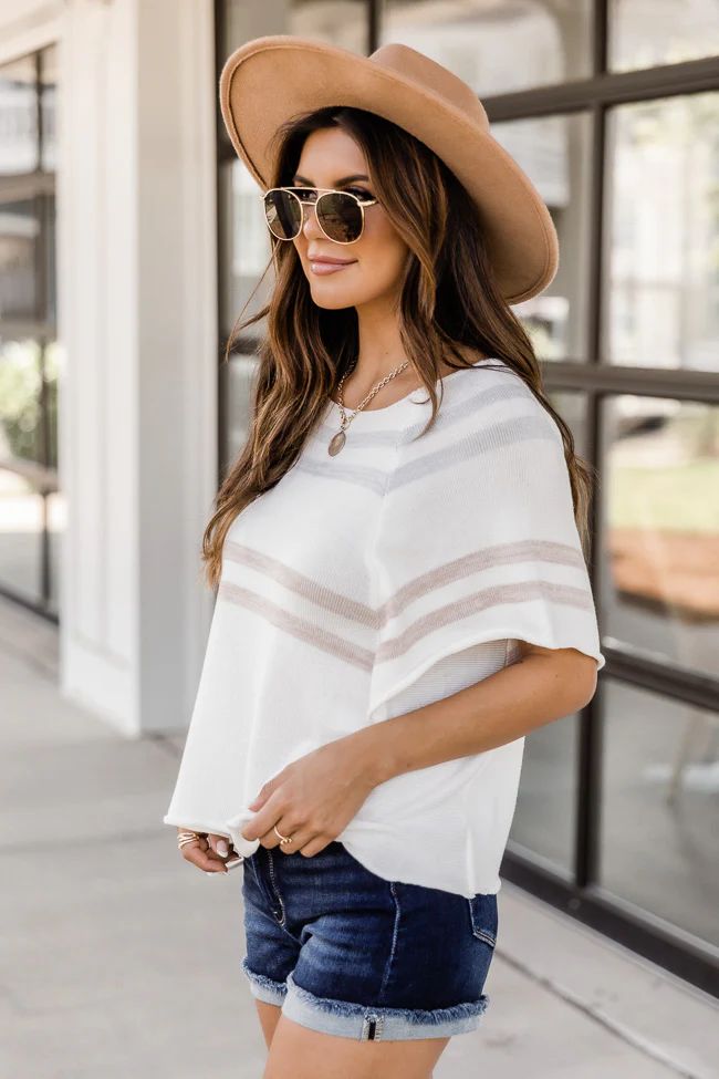 Fading Feelings Striped White Blouse | Pink Lily