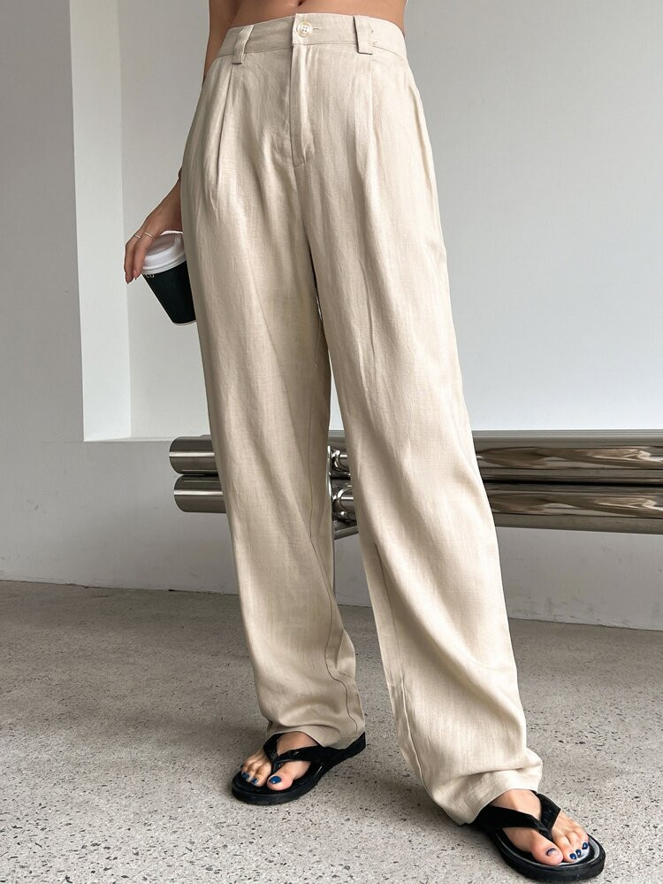 DAZY Slant Pocket Fold Pleated Pants | SHEIN