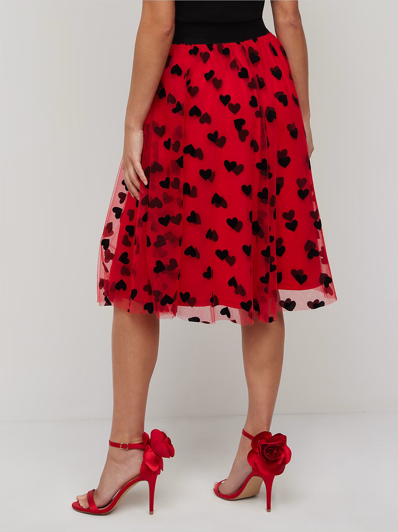 Heart-Print Layered-Mesh A-Line Skirt - New York & Company | New York & Company