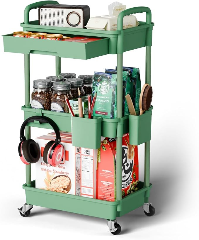 Sorgion 3 Tier Rolling Cart Organizer,Laundry Room Bathroom Organizers and Storage Office Shelves... | Amazon (US)