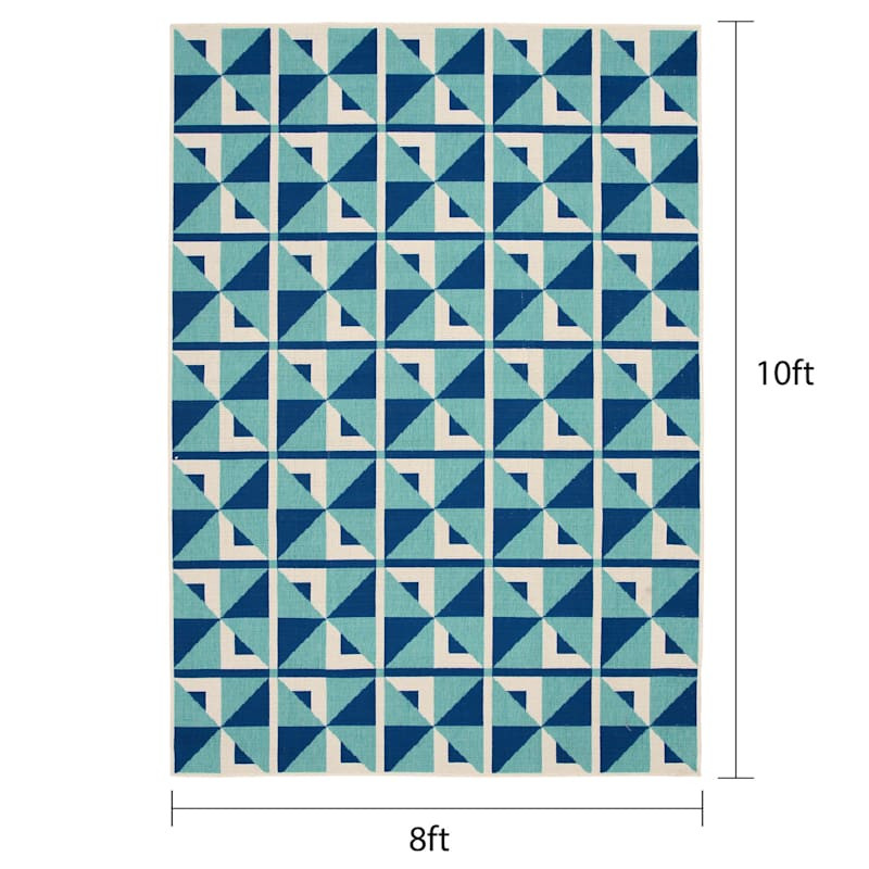(E503) Sunny Club Blue Pinwheel Primo Outdoor Area Rug, 8x10 | At Home