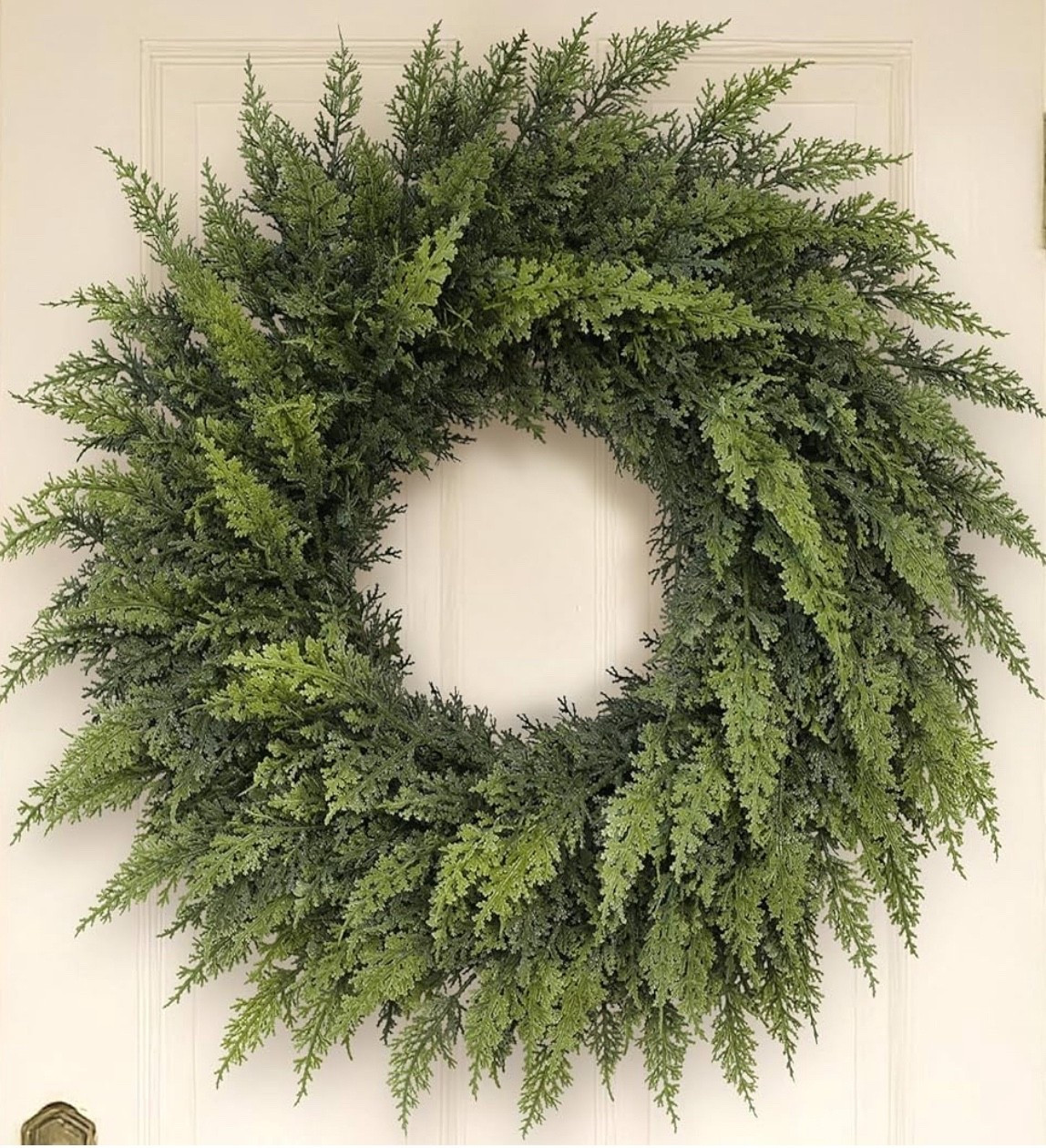 24" Real Touch Christmas Cedar Wreath - Artificial Cedar Wreaths Faux Green Fake Pine Needles Wreath for Front Door, Wall, Windows, Home,Outdoor,Xmas Decor

#LTKSeasonal #LTKHome