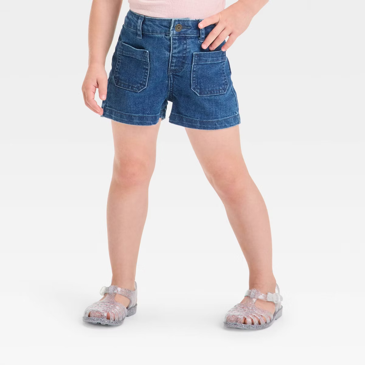 Toddler Girls' Patch Pocket Denim Shorts - Cat & Jack™ Blue Denim 18M | Target