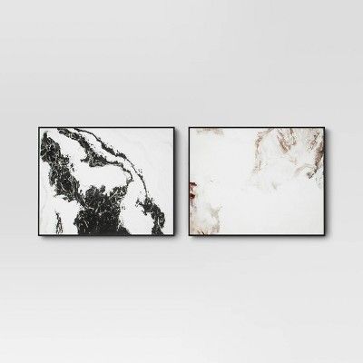 30" x 24" 2pk Marble Framed Printed Canvases Black/Tan - Threshold™ | Target