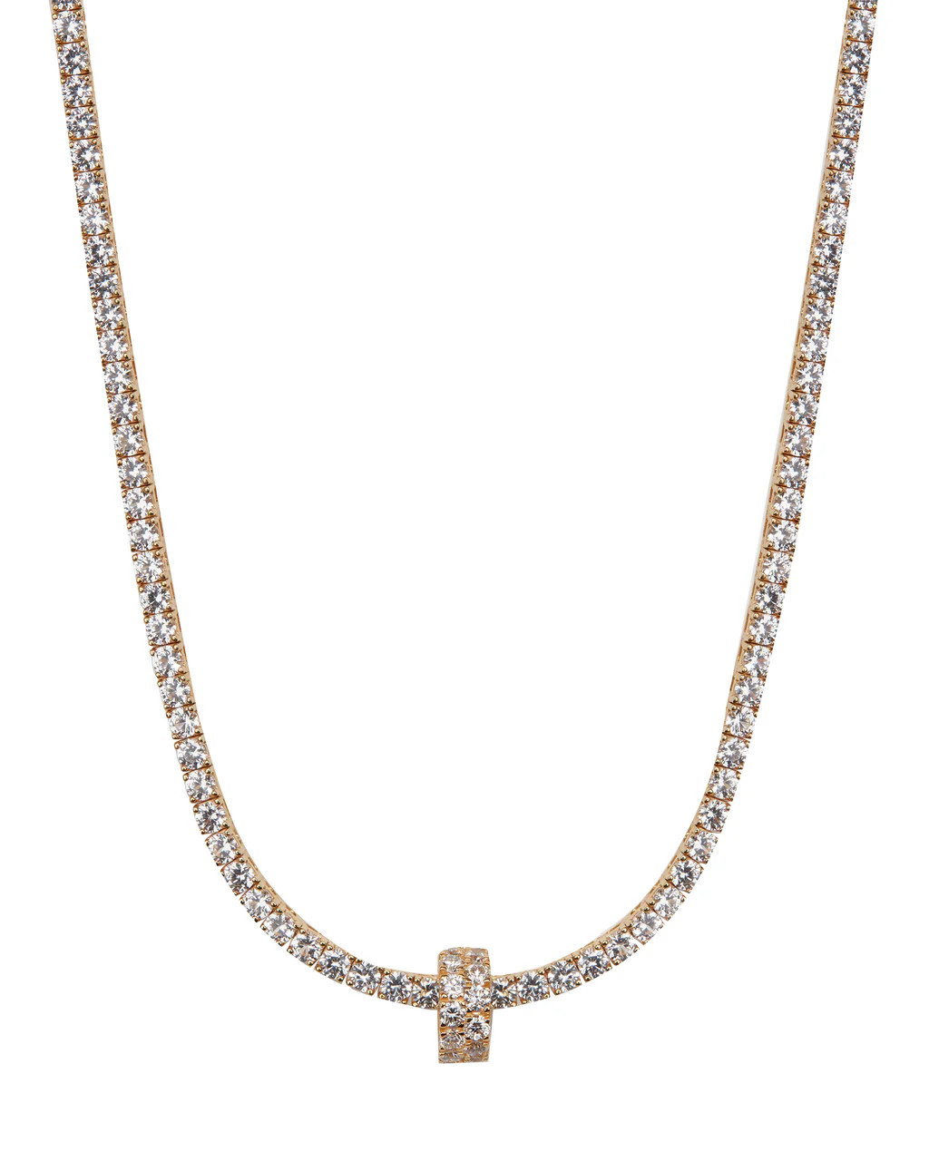 TWO-ROW RIVIÈRE PENDANT, LAB WHITE SAPPHIRE, GOLD | Dorsey